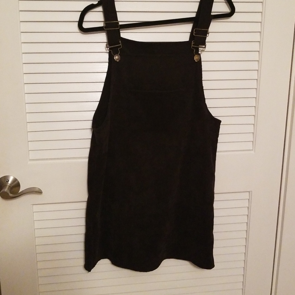 SHEIN Black Pinafore Corduroy Mini Dress